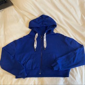 Vibrant Blue Kendall & Kylie Cropped Zip-Up Sweater